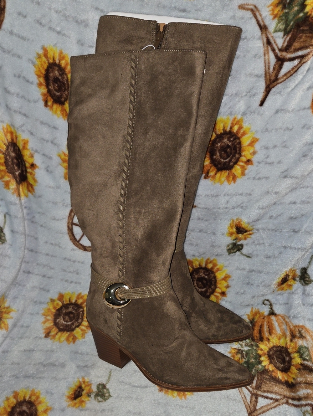 Universal Thread Taupe Suede Knee-High Heeled Boots